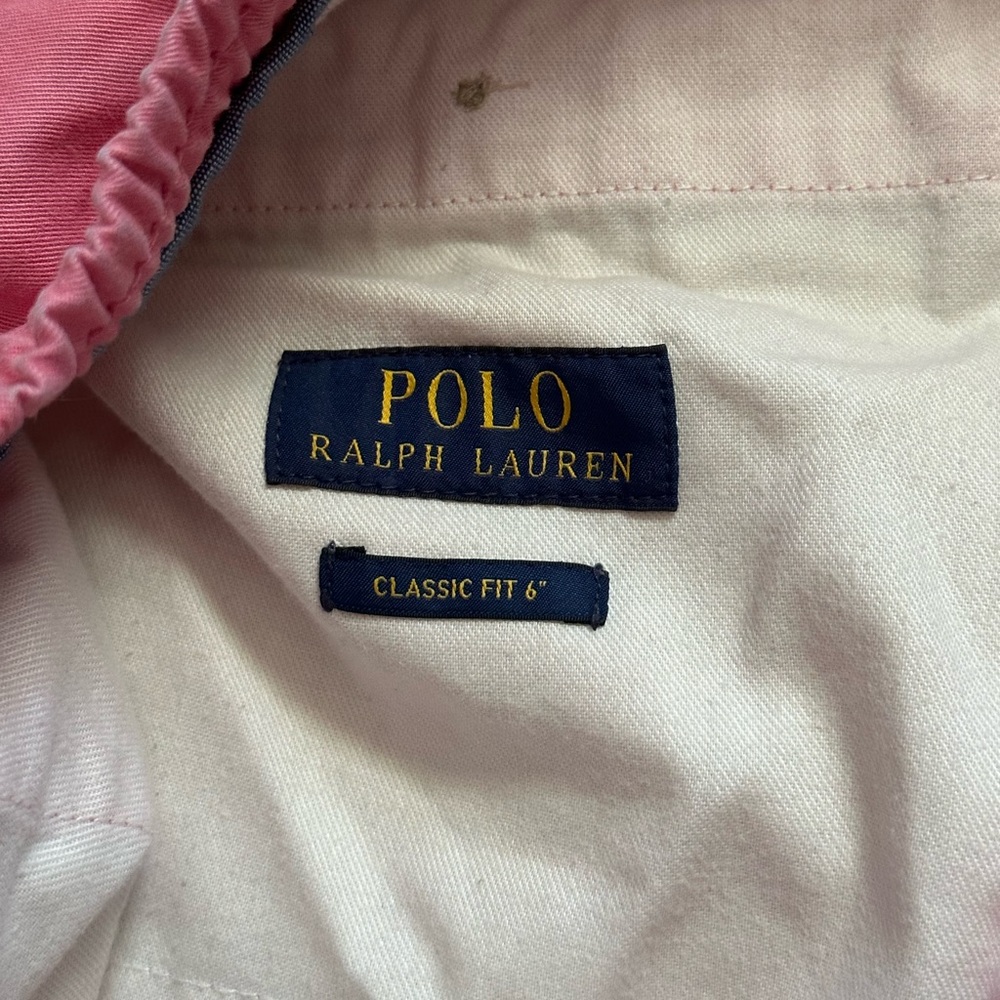 Polo Ralph Lauren Classic Fit 6” Chino khaki Shorts pink red drawstring Sz M - Picture 5 of 10
